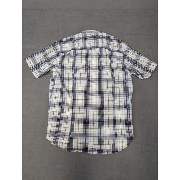 7 Diamonds Shirt Mens M Pearl Snap Short Sleeve Gray Plaid Pockets Western Retro - Picture 9 of 9